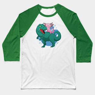 Axolotl Riding a T-Rex Baseball T-Shirt